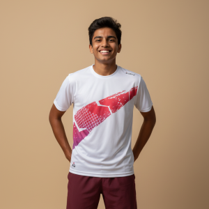 Court Streak Performance Sports T-Shirt | White Dry-Fit Tee with Net-Inspired Design